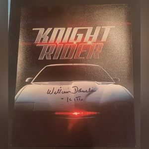 William Daniels signed Knight Rider 8x10 picture with KITT Inscription.